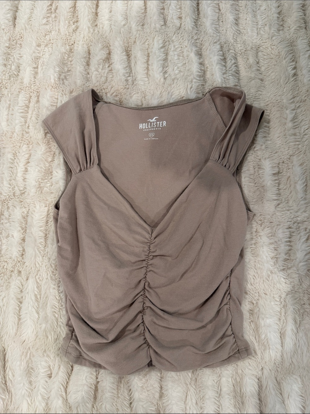 Hollister Ruched V-Neck Tank in Taupe